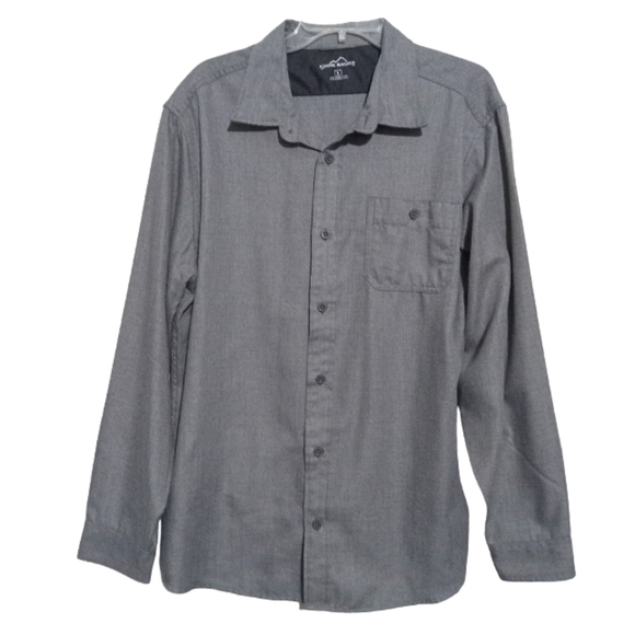 ✨Bogo FREE✨ Eddie Bauer Gray Long Sleeve Button Down Shirt Sz L - Picture 1 of 4